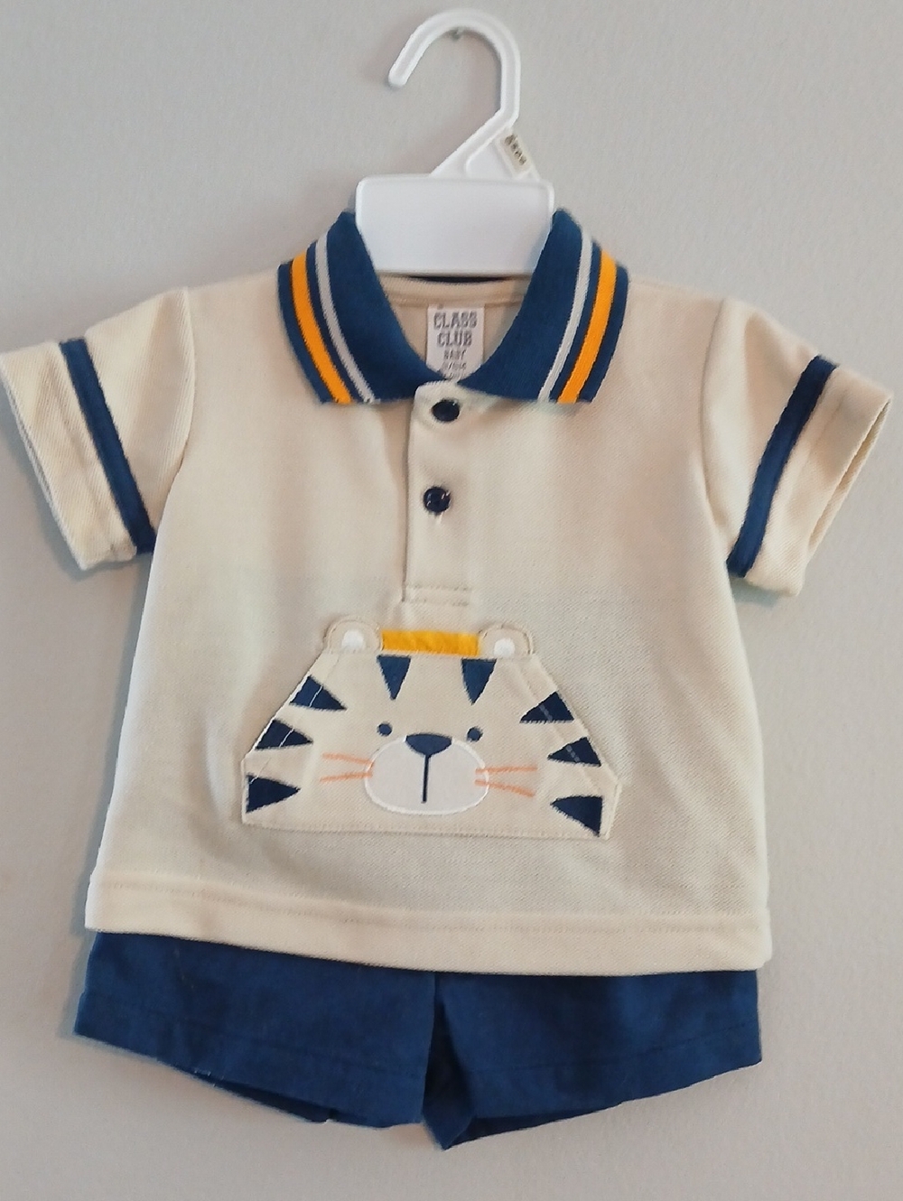 Class Club Cream Polo Set with Navy and Yellow Accents